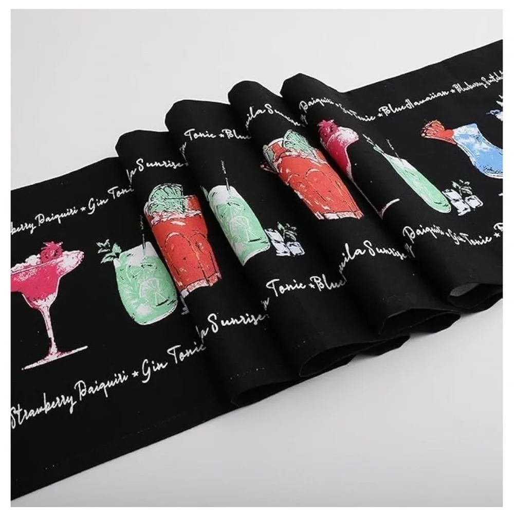 Colorful Cocktail Print Fabric table runner